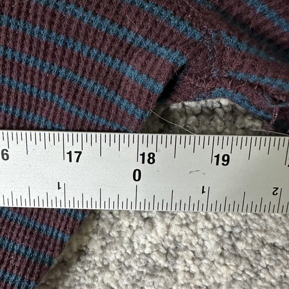 Free People Shirt Womens Large Purple Blue Striped Thermal Long Sleeve Stretch - Picture 4 of 7